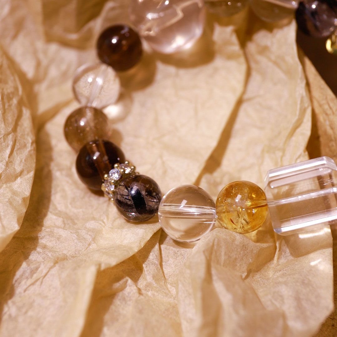 Golden Harmony Smoky Quartz & Citrine Bracelet | Metal Element Balance