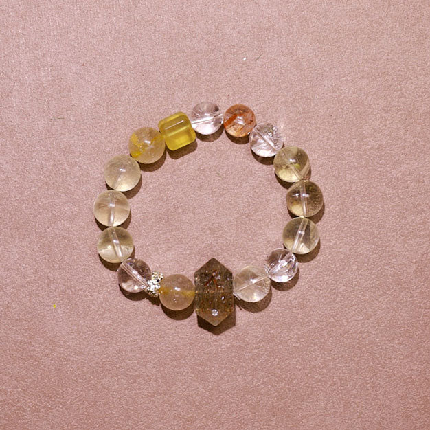 Golden Radiance Rutilated Quartz & Citrine Bracelet | Metal Element Energy