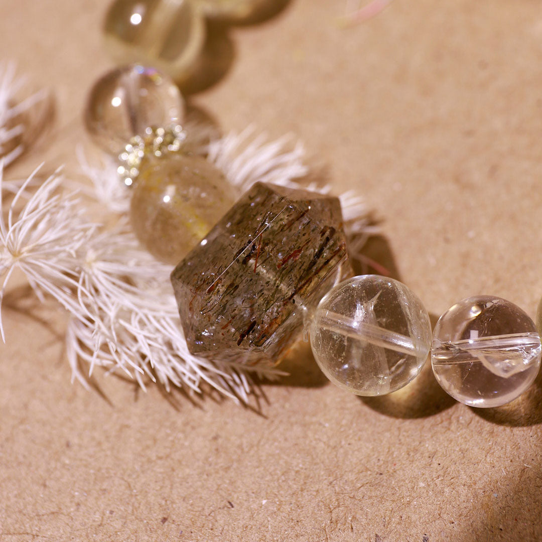 Golden Radiance Rutilated Quartz & Citrine Bracelet | Metal Element Energy