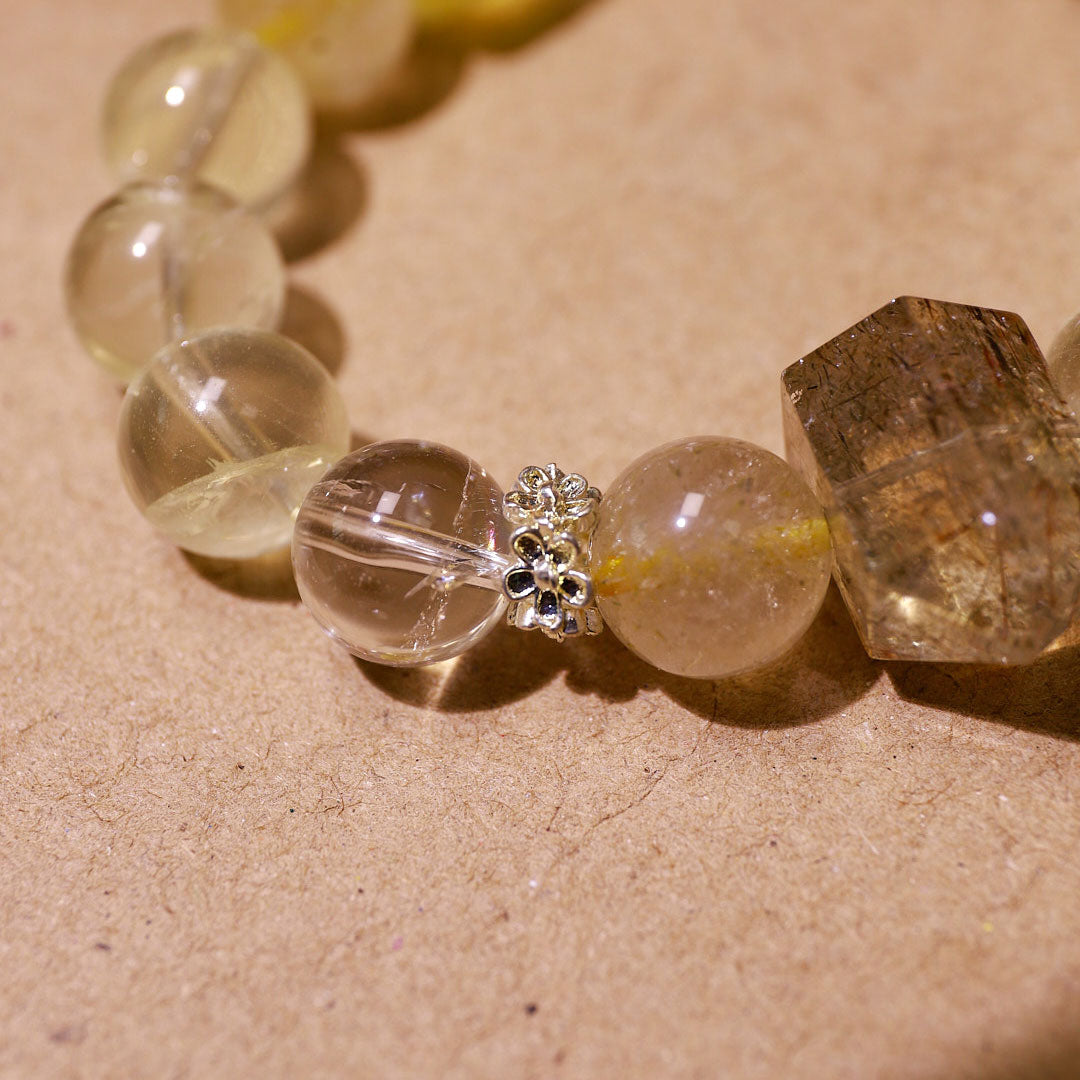 Golden Radiance Rutilated Quartz & Citrine Bracelet | Metal Element Energy