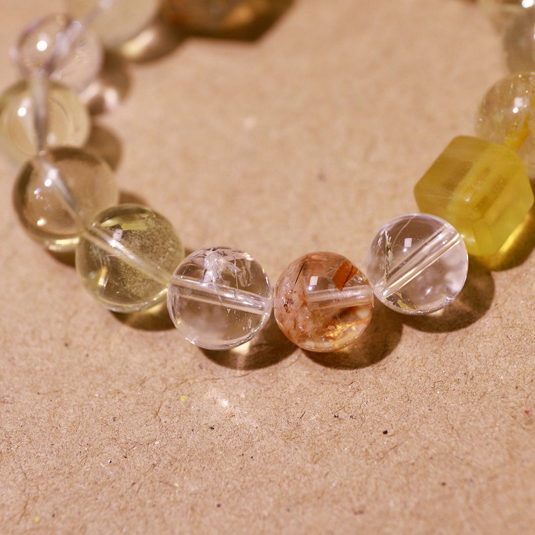 Golden Radiance Rutilated Quartz & Citrine Bracelet | Metal Element Energy