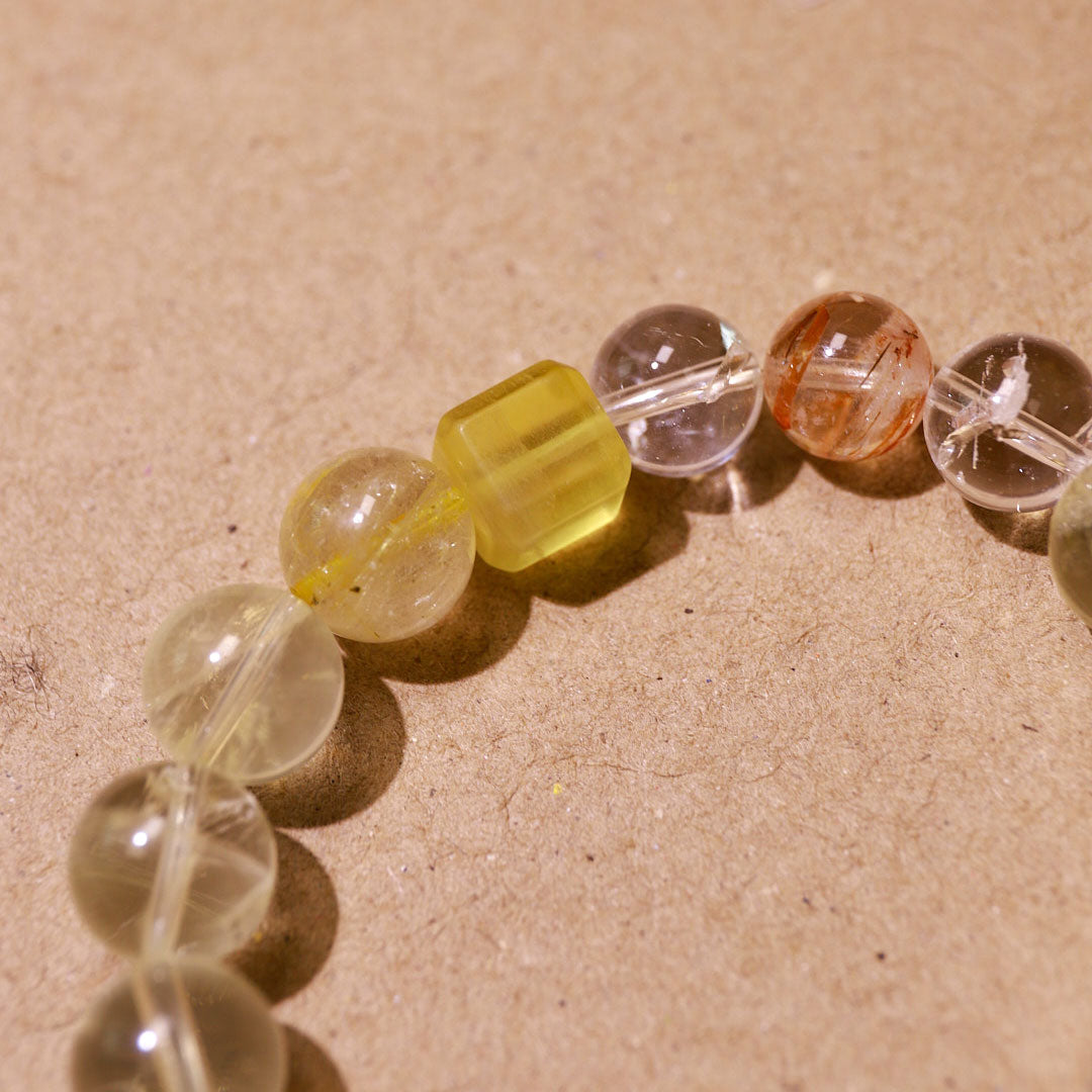 Golden Radiance Rutilated Quartz & Citrine Bracelet | Metal Element Energy