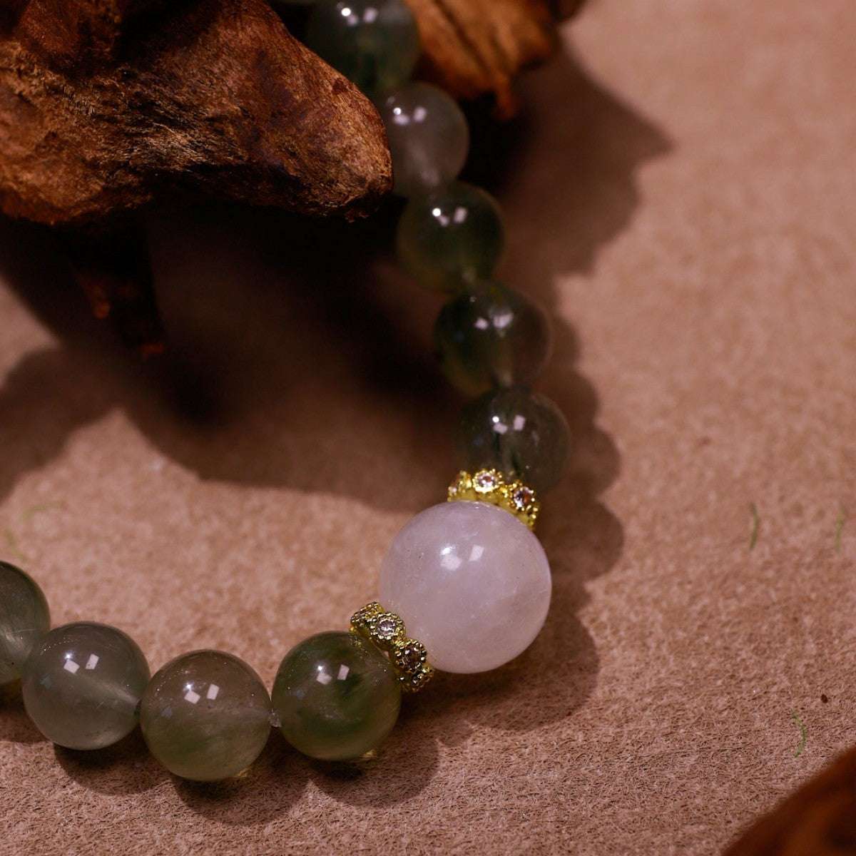 Vitality & Renewal|Forest Heart Green Rutilated & Moonstone Bracelet