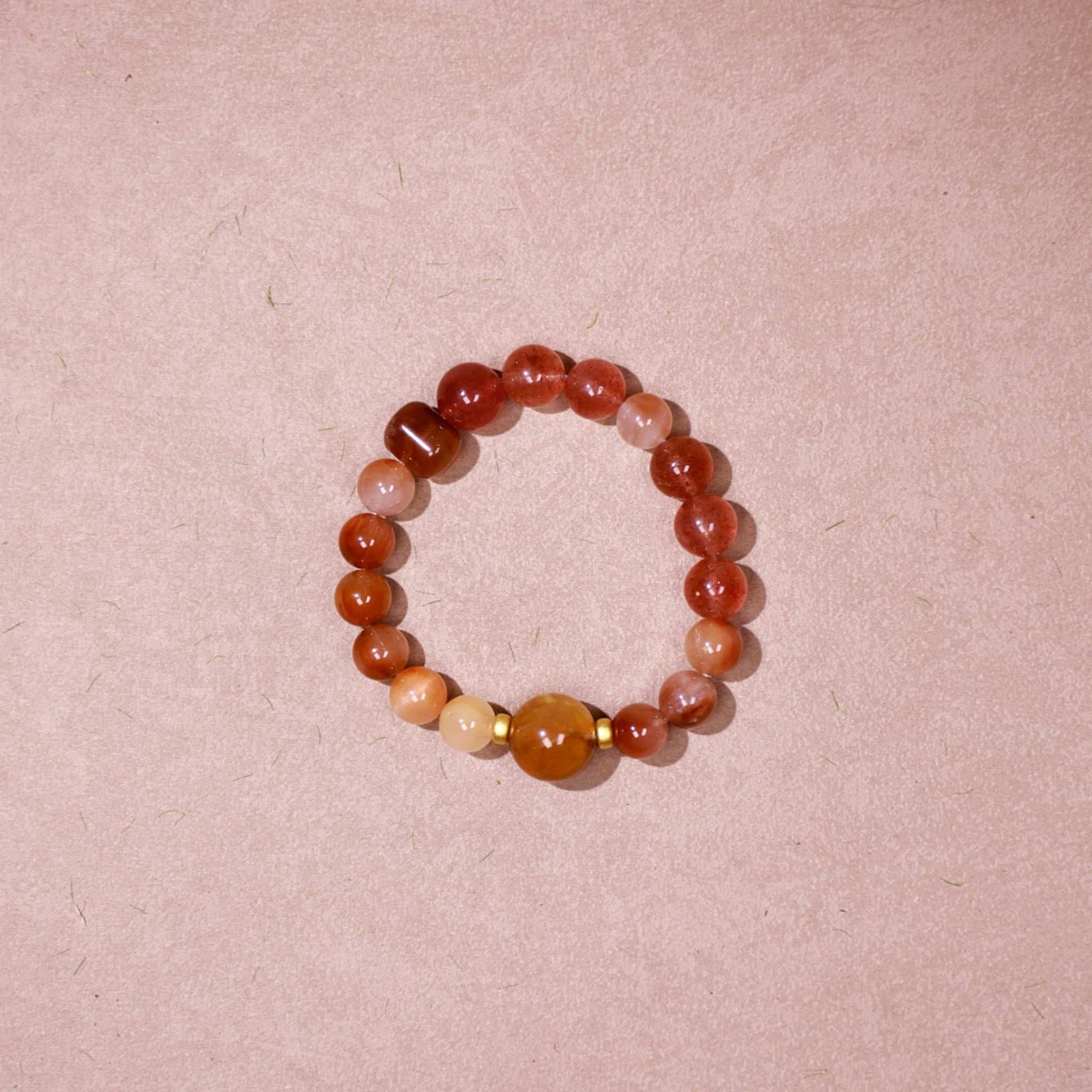 Stability & Abundance|Golden Earth Red Rutilated Quartz & Golden Dendritic Quartz Bracelet