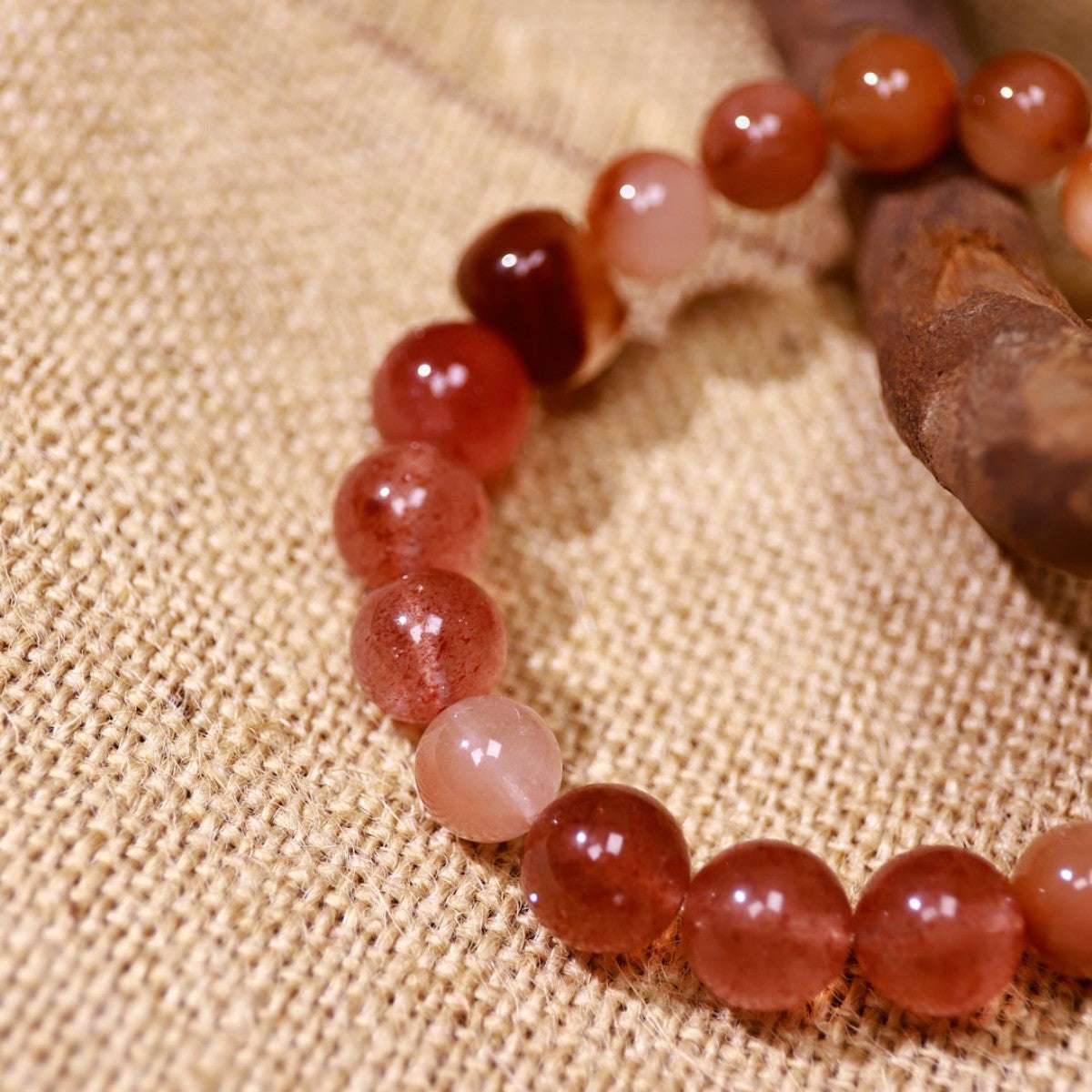 Stability & Abundance|Golden Earth Red Rutilated Quartz & Golden Dendritic Quartz Bracelet