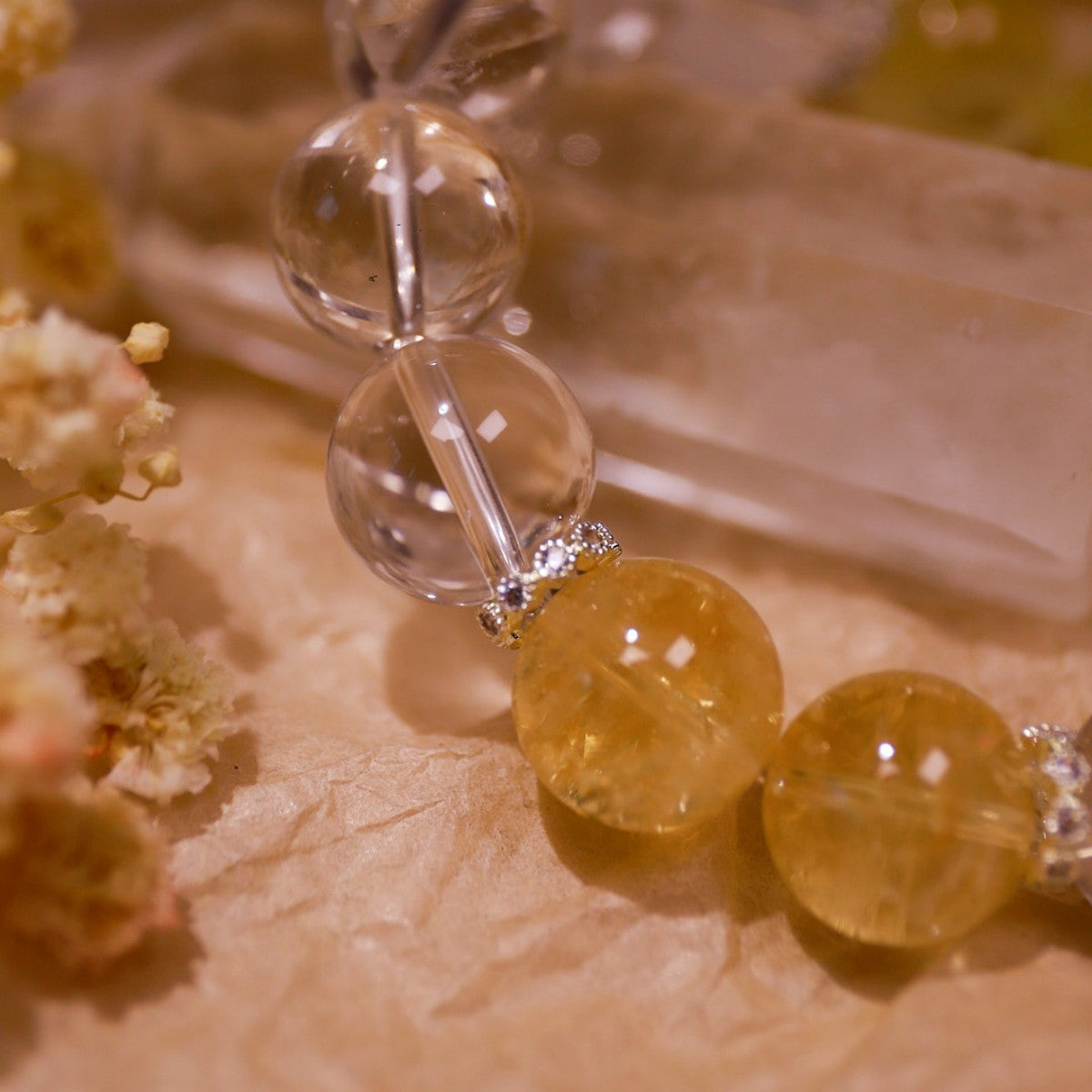Grounding Energy| Radiant Harmony Yellow & Clear Crystal Bracelet