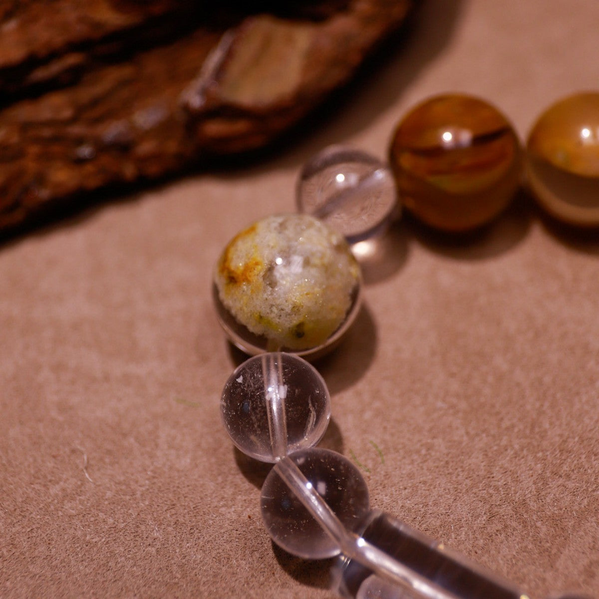 Grounding Energy | Earthen Core Yellow Phantom & Clear Crystal Bracelet