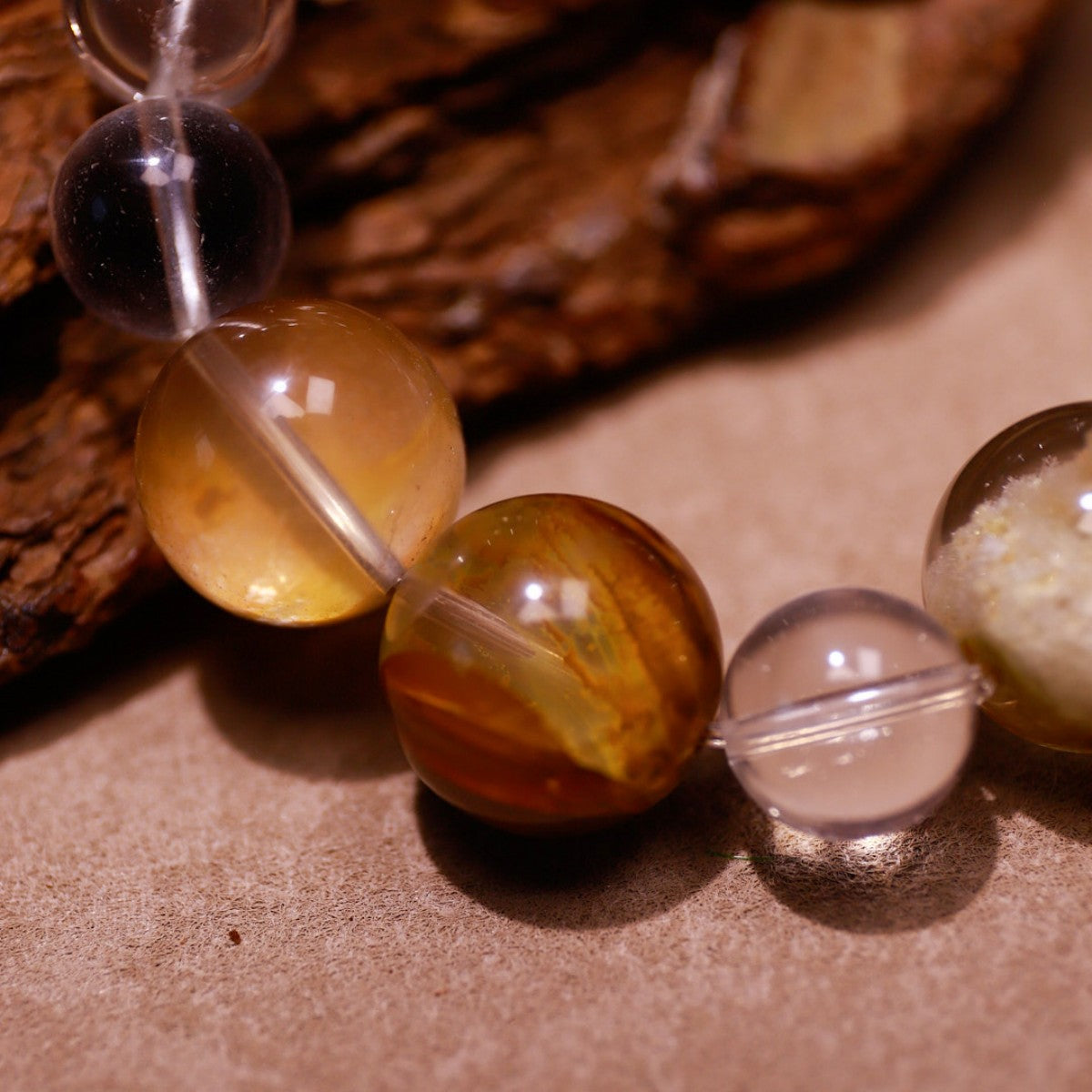 Grounding Energy | Earthen Core Yellow Phantom & Clear Crystal Bracelet