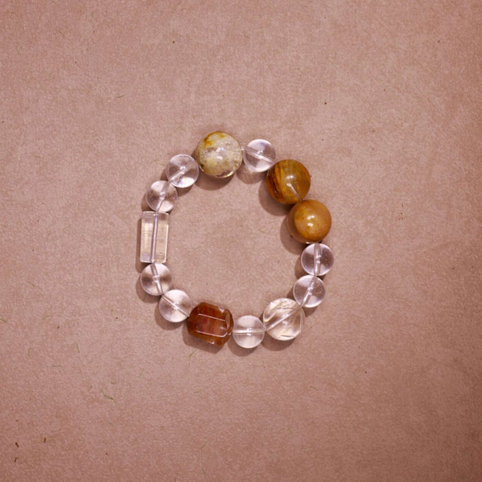 Grounding Energy | Earthen Core Yellow Phantom & Clear Crystal Bracelet