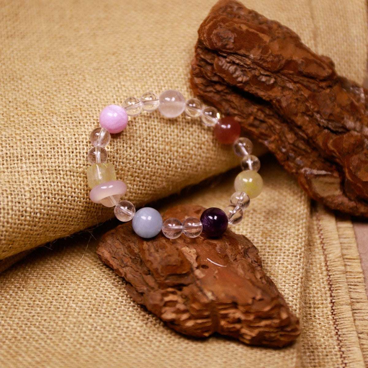 Grounding & Balance|Rainbow Earth Clear Quartz, Rose Quartz & Citrine Bracelet