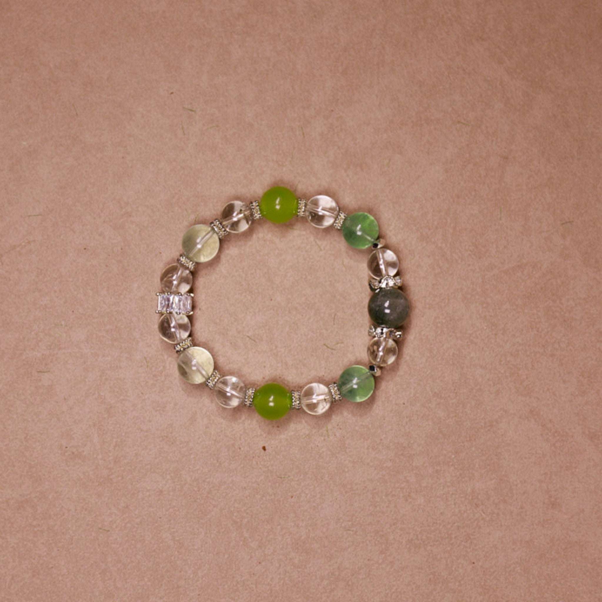 Growth & Renewal|Forest Heart Green Quartz & Clear Quartz Bracelet