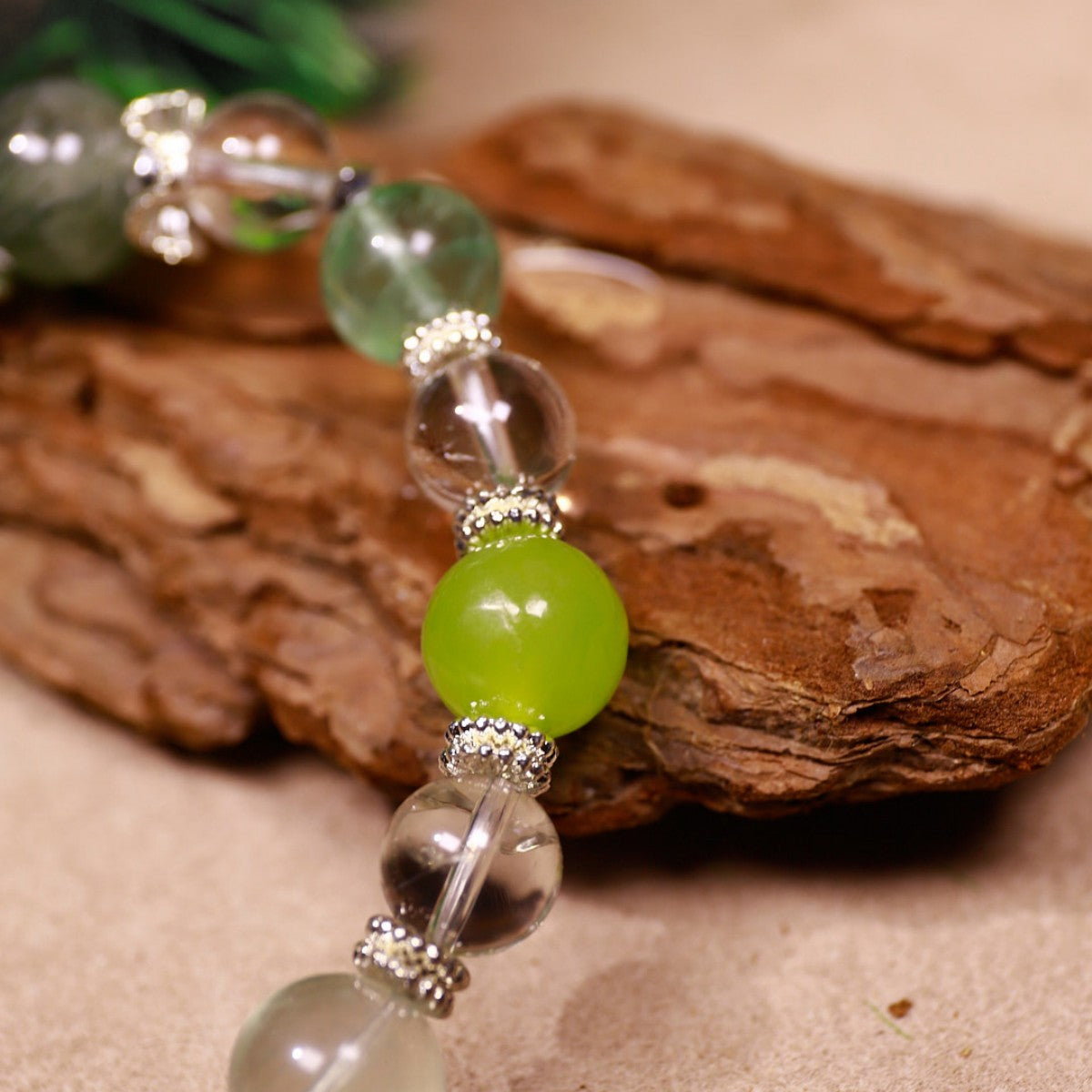 Growth & Renewal|Forest Heart Green Quartz & Clear Quartz Bracelet