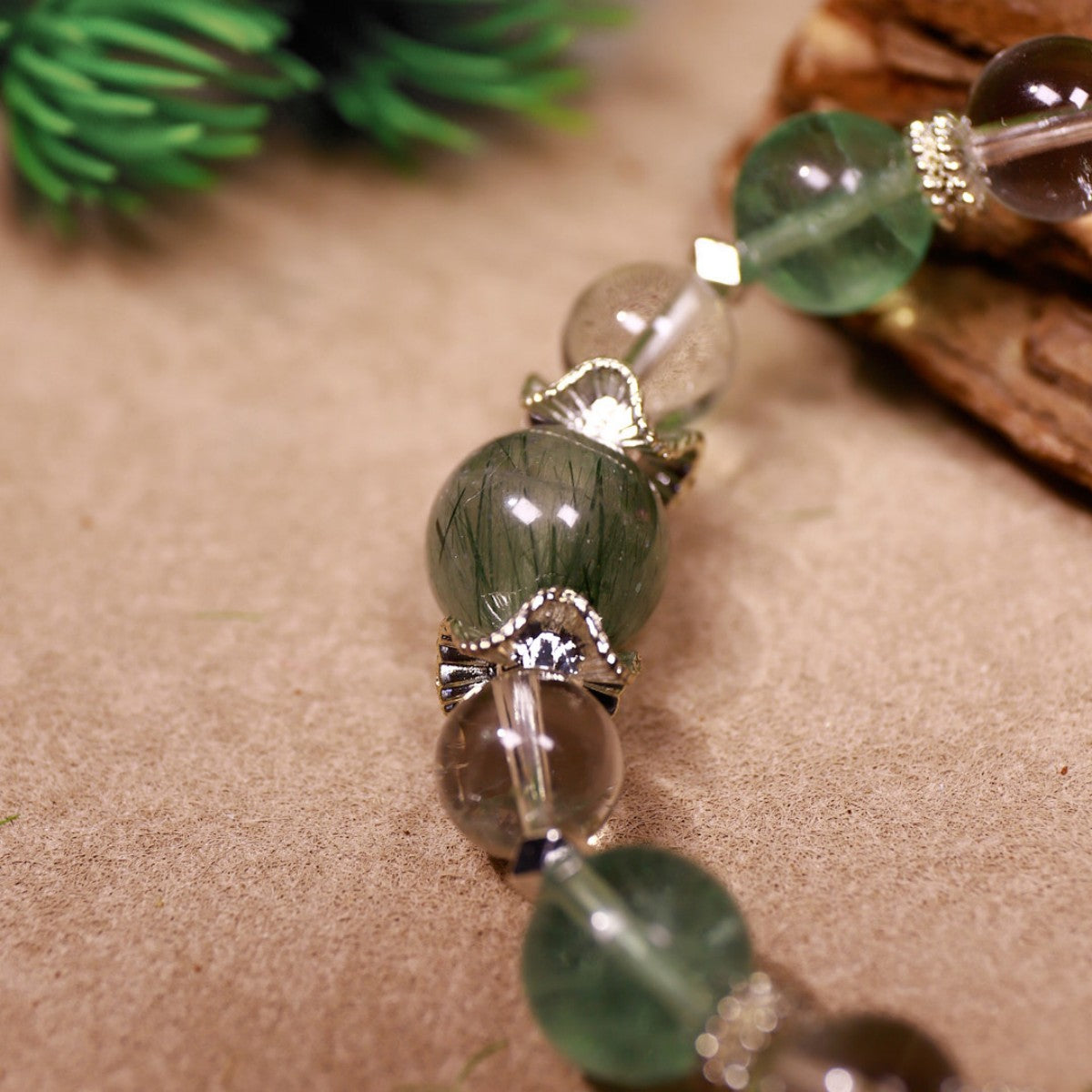 Growth & Renewal|Forest Heart Green Quartz & Clear Quartz Bracelet