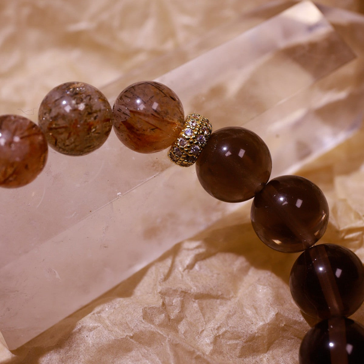 Passion & Transformation|Inner Flame Smoky & Red Rutilated Crystal Bracelet