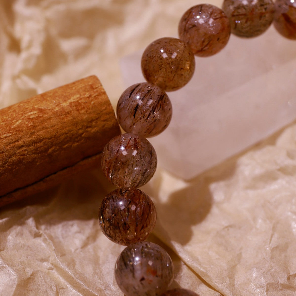Passion & Transformation|Inner Flame Smoky & Red Rutilated Crystal Bracelet