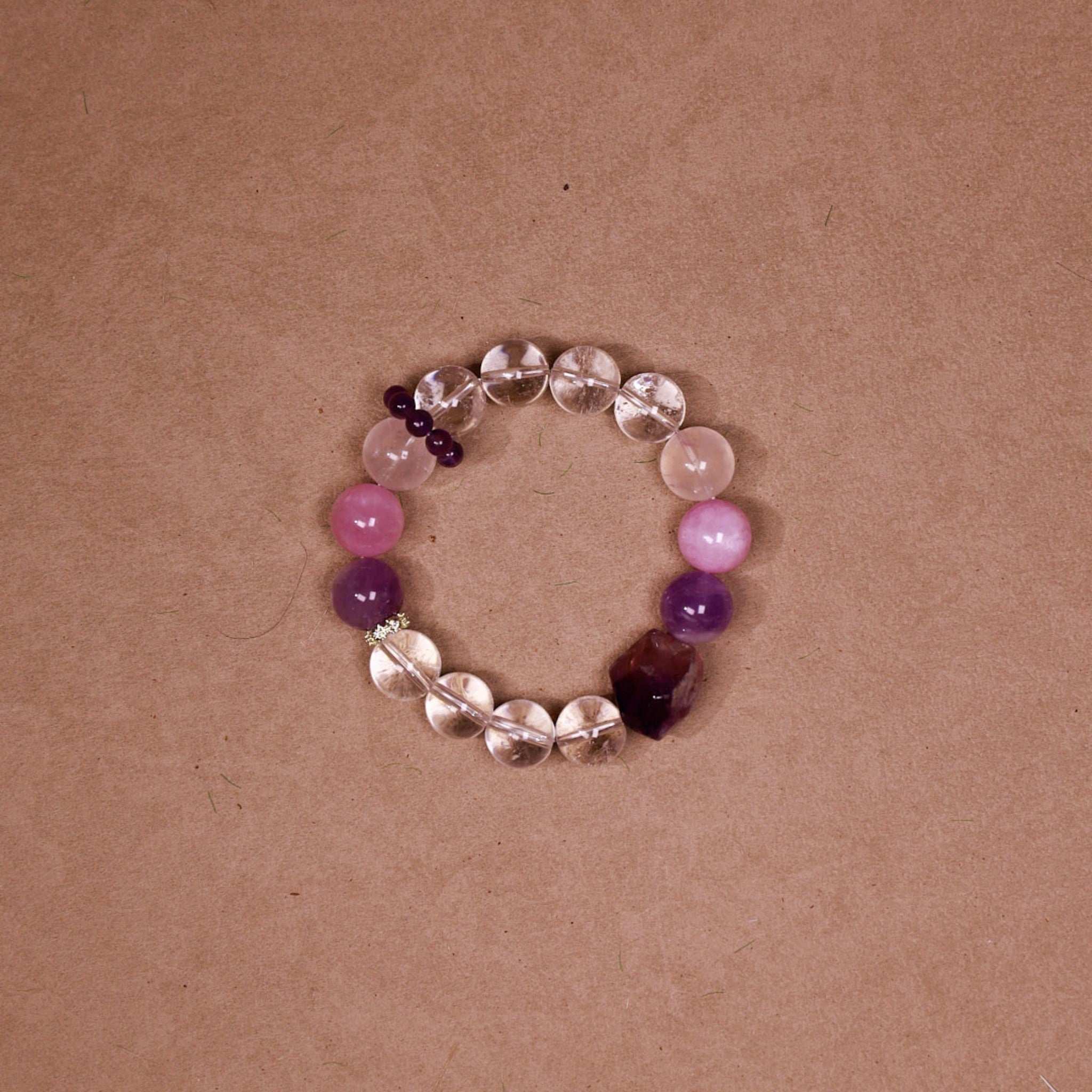 ntuition & Serenity|Dream Stream Amethyst, Rose Quartz & Clear Quartz Bracelet