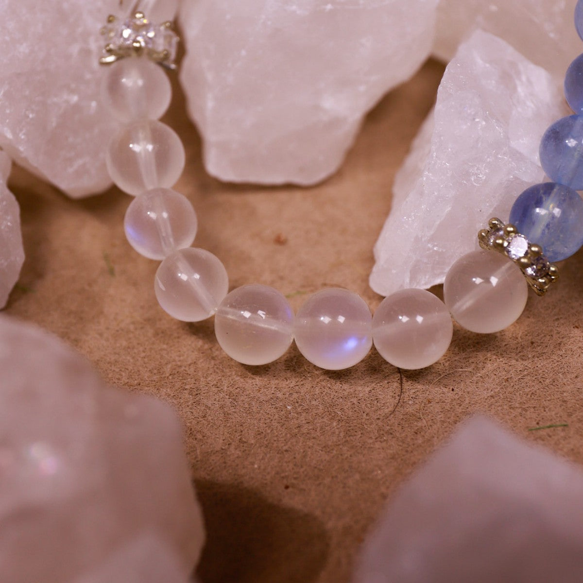 Calmness & Clarity|Serene Flow Aquamarine, Clear Quartz & Moonstone Bracelet