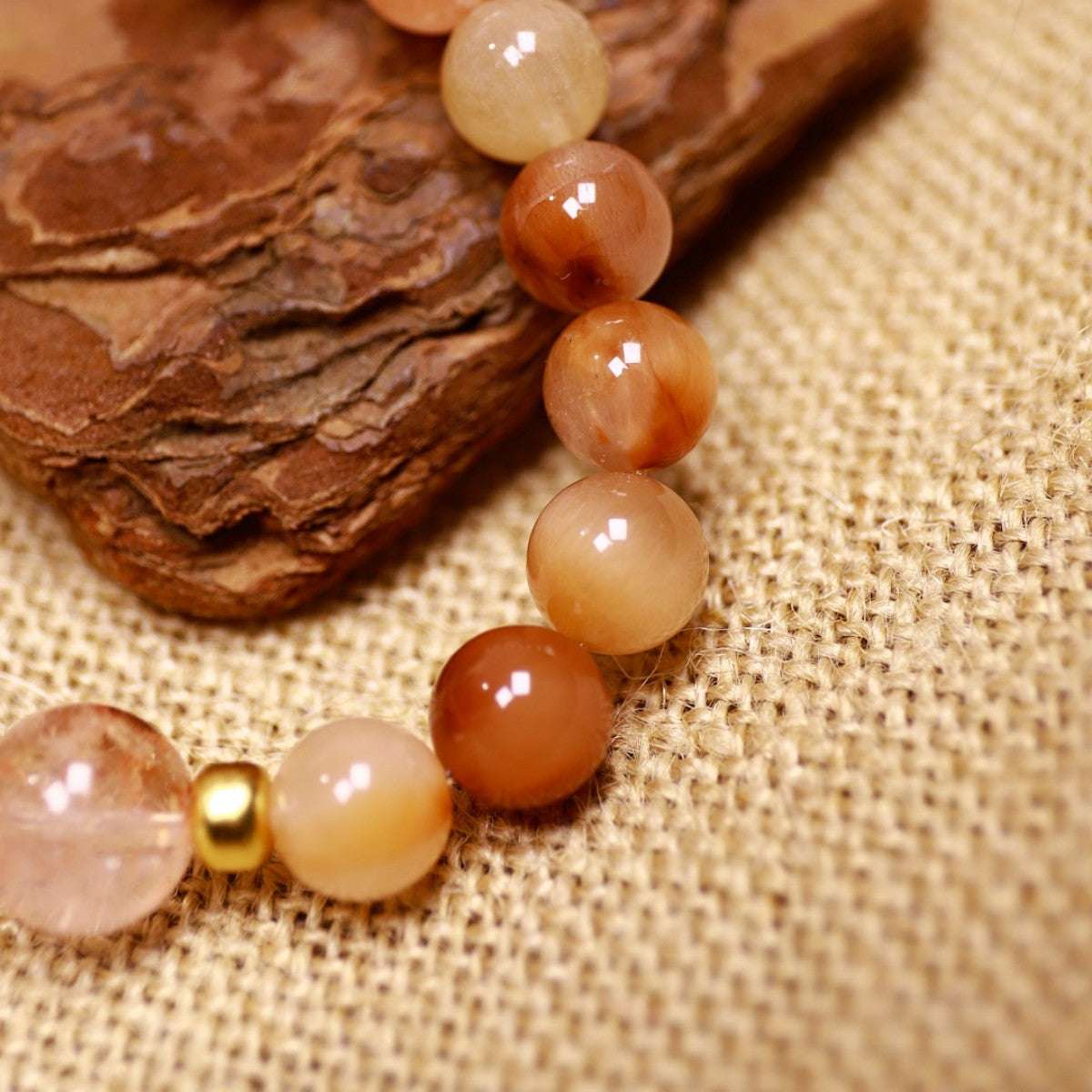 Vitality & Joy|Sunstone Glow Red Rutilated & Golden Dendritic Quartz Bracelet