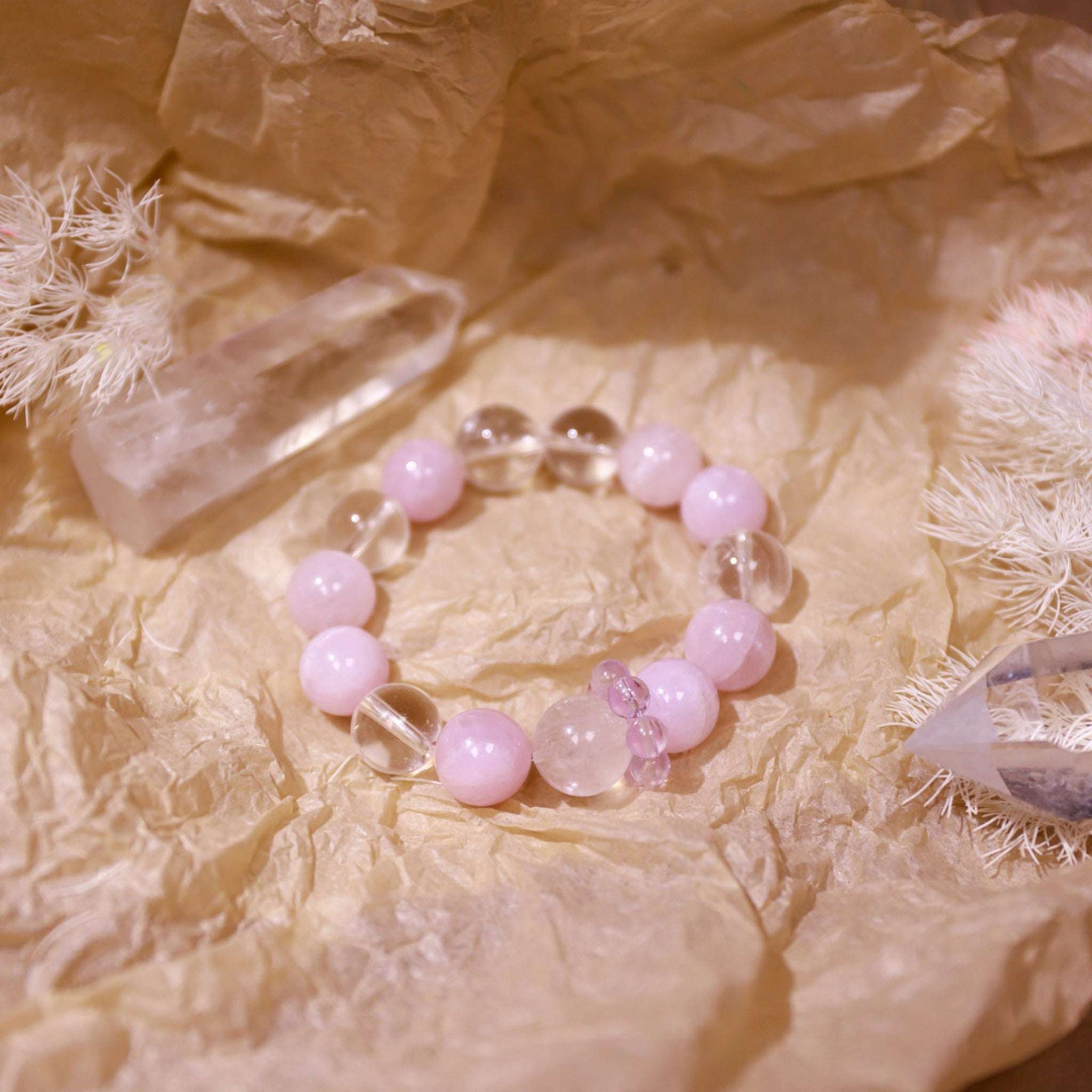 Emotional Healing & Harmony|River of Love Clear Quartz & Rose Quartz Bracelet