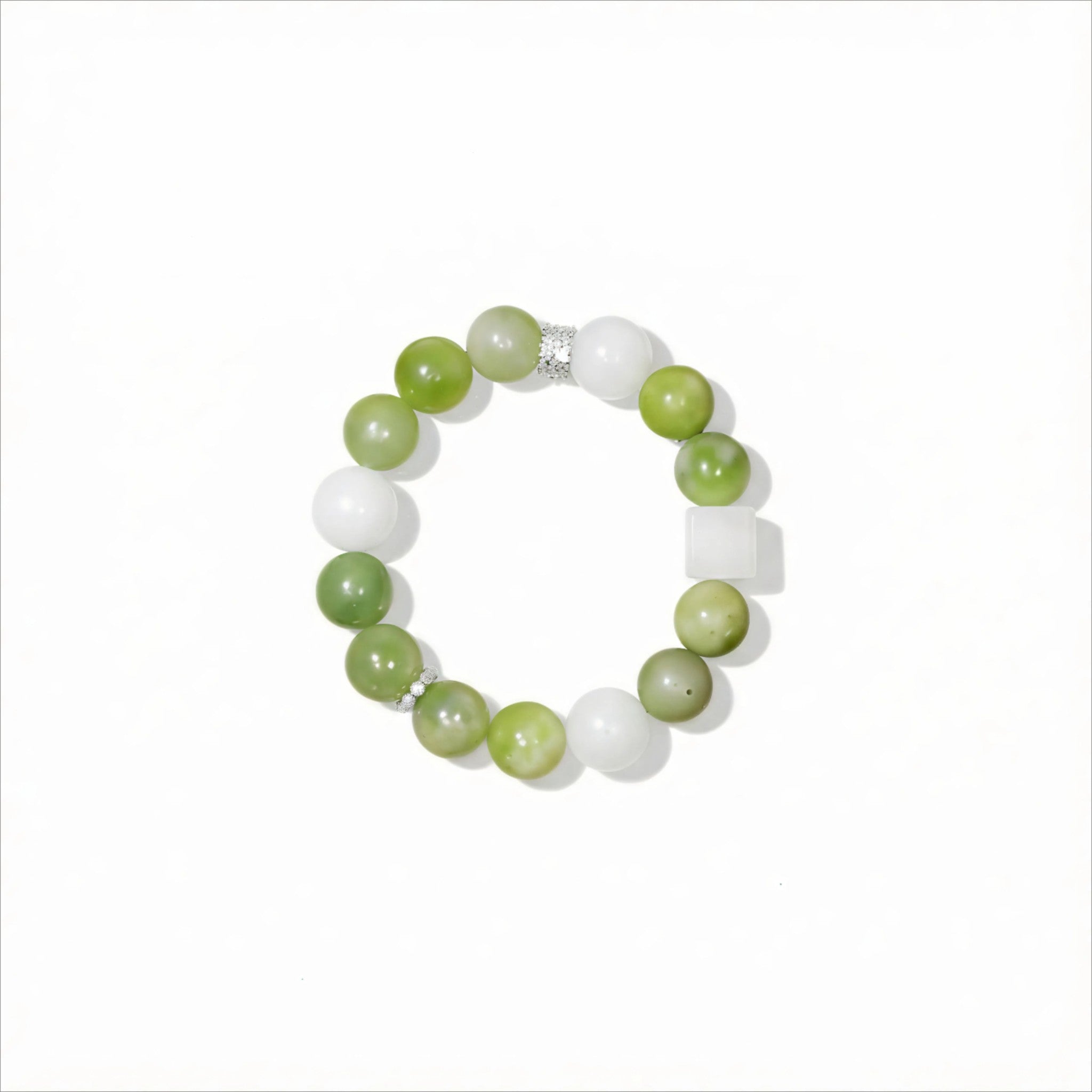 Growth & Vitality|Verdant Renewal White Quartz & Prehnite Bracelet