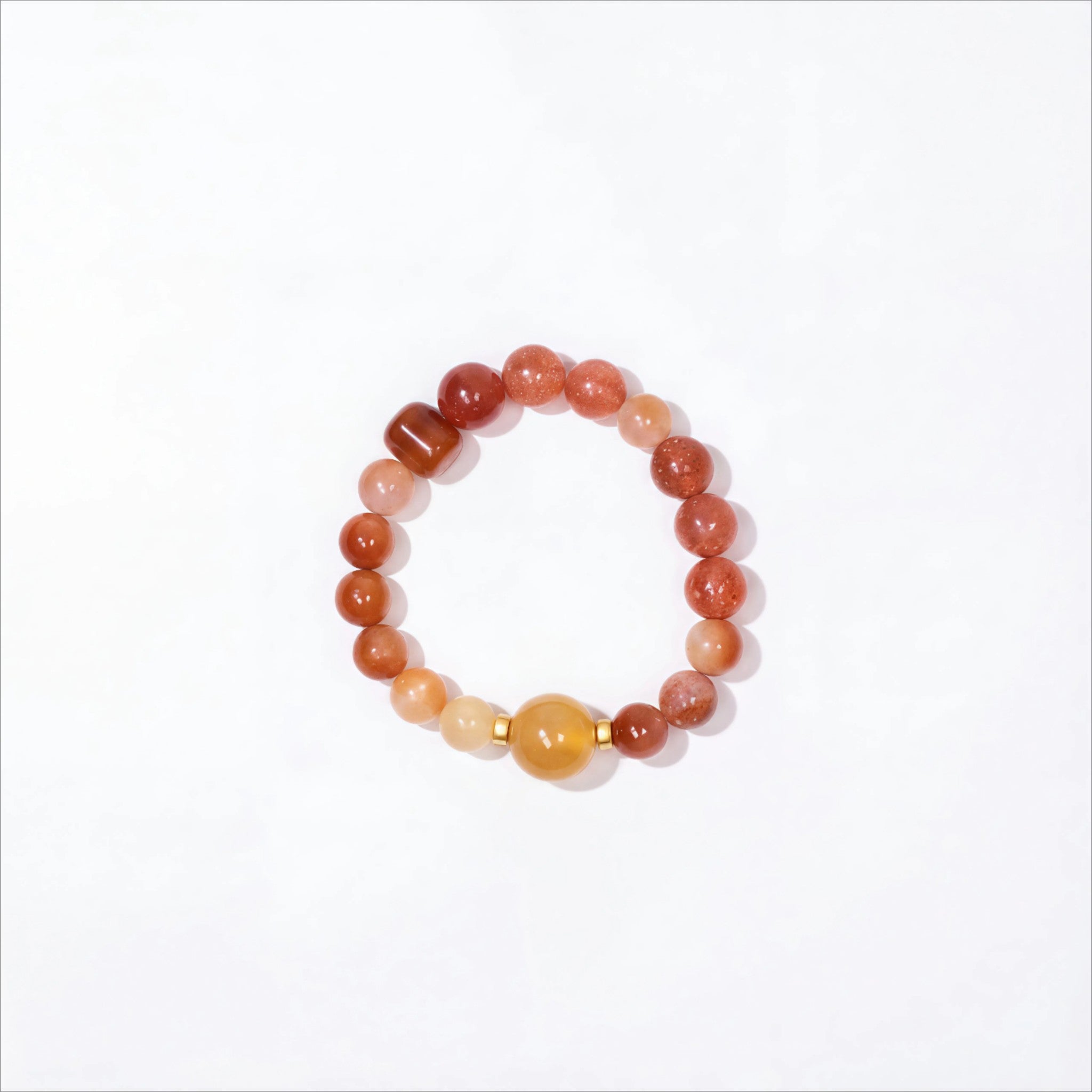 Stability & Abundance|Golden Earth Red Rutilated Quartz & Golden Dendritic Quartz Bracelet