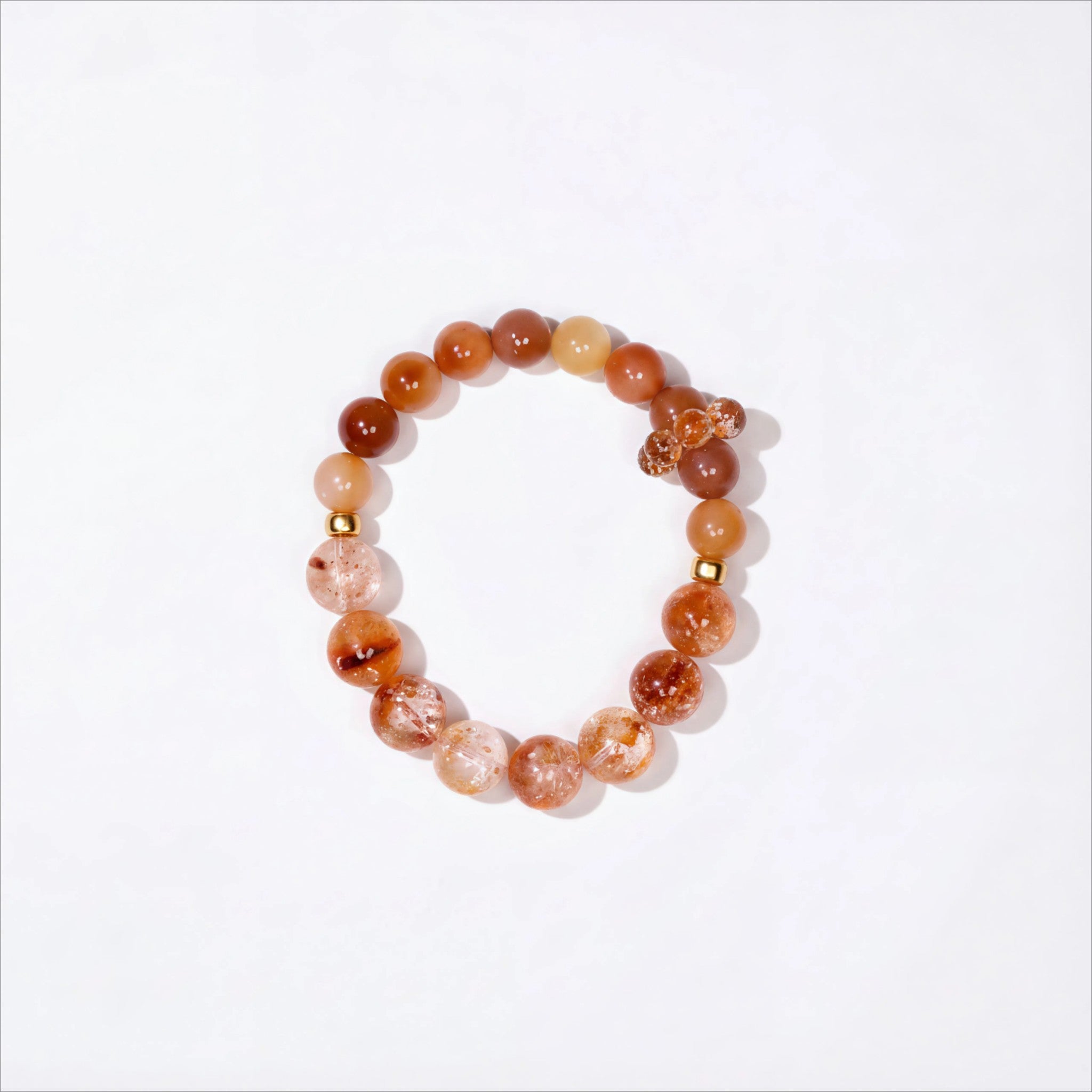 Vitality & Joy|Sunstone Glow Red Rutilated & Golden Dendritic Quartz Bracelet