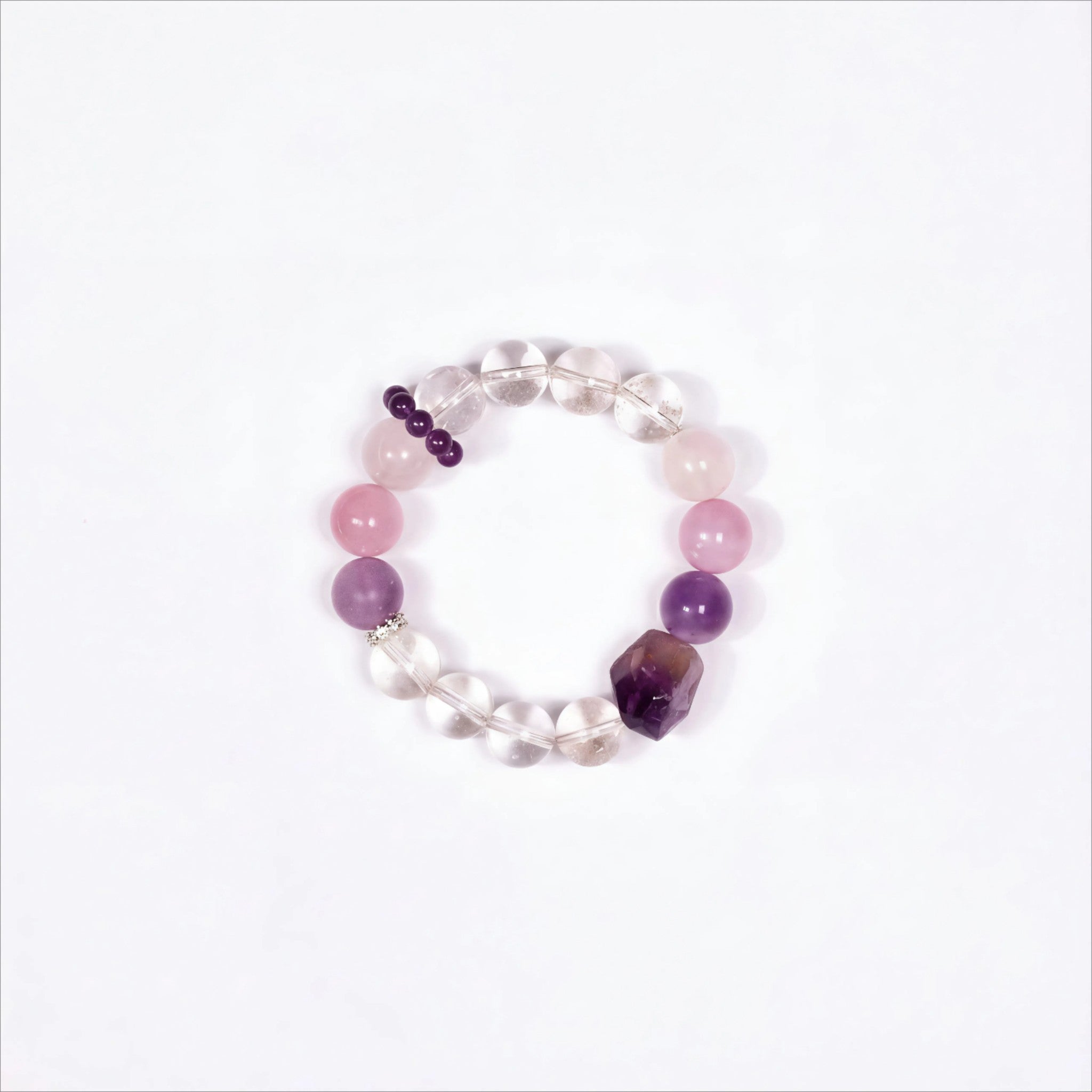 ntuition & Serenity|Dream Stream Amethyst, Rose Quartz & Clear Quartz Bracelet