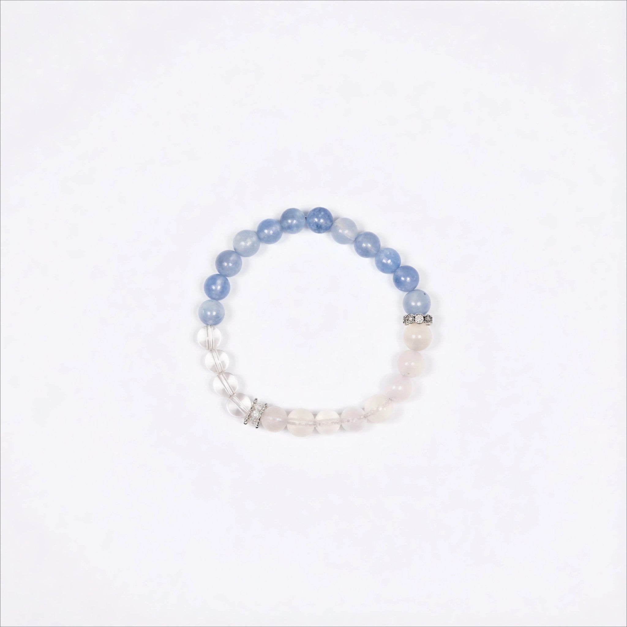 Calmness & Clarity|Serene Flow Aquamarine, Clear Quartz & Moonstone Bracelet