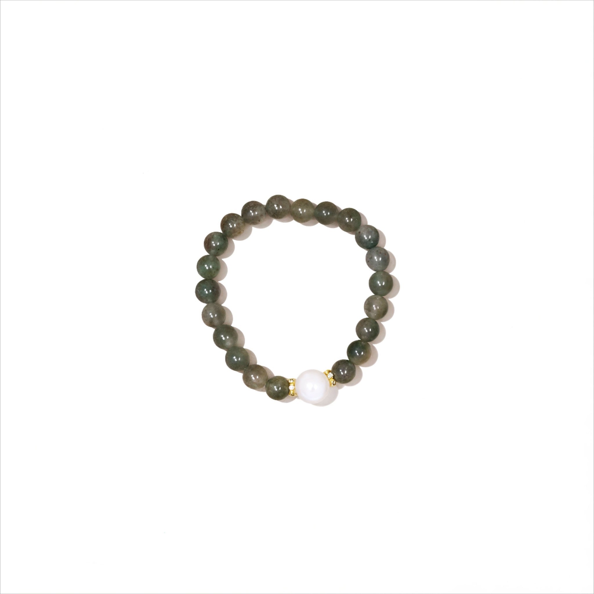 Vitality & Renewal|Forest Heart Green Rutilated & Moonstone Bracelet