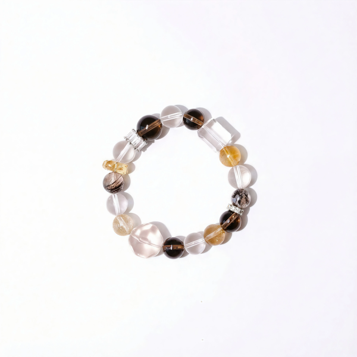 Golden Harmony Smoky Quartz & Citrine Bracelet | Metal Element Balance