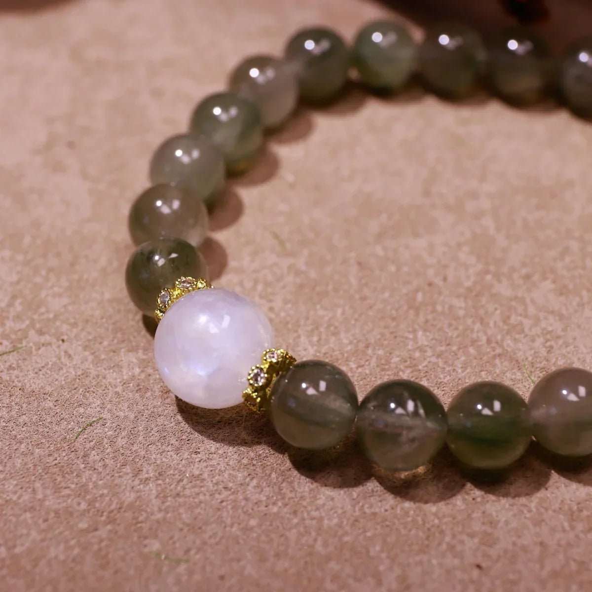 Heart of the Forest | Green Rutile Quartz & Moonstone Bracelet - Elementalé
