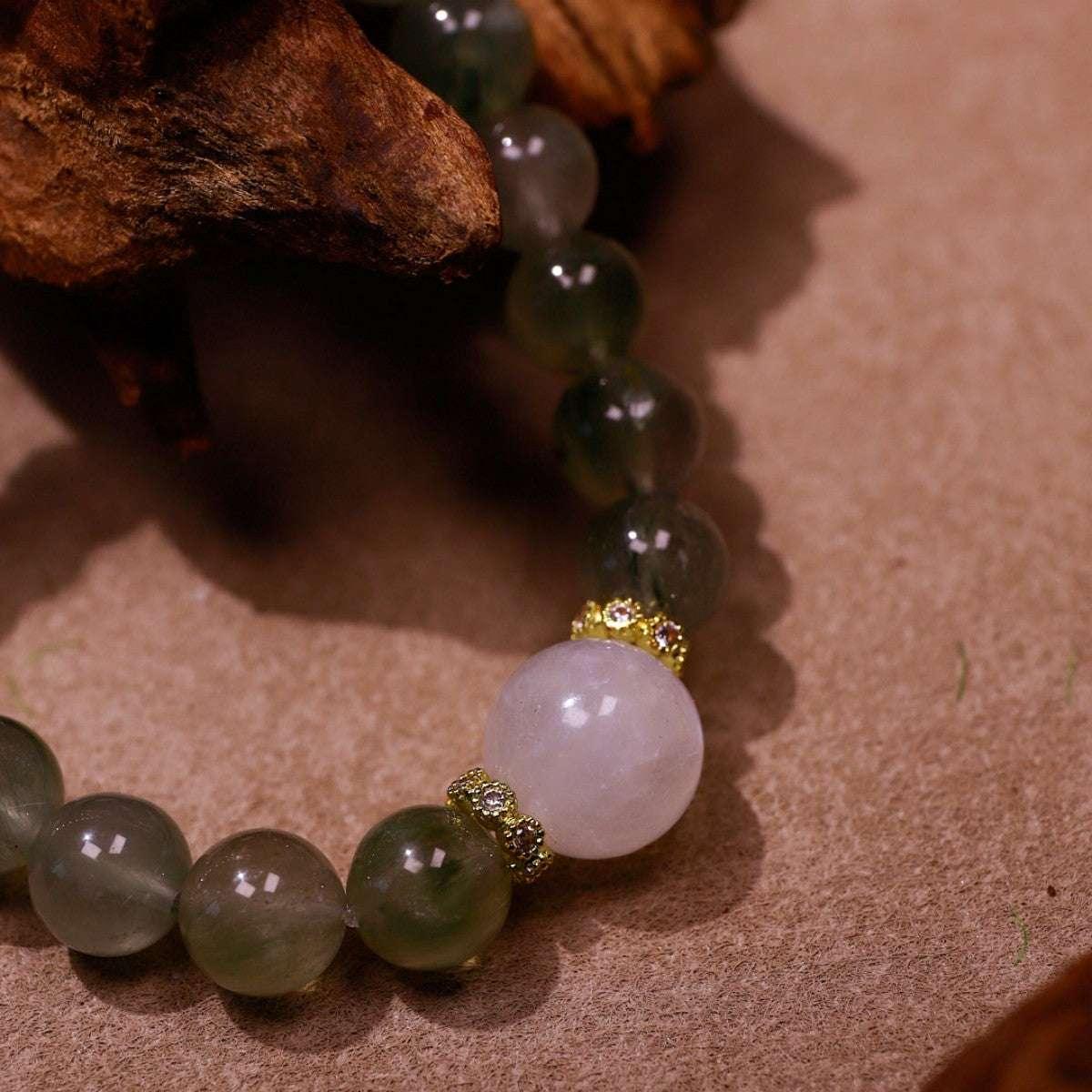 Heart of the Forest | Green Rutile Quartz & Moonstone Bracelet - Elementalé