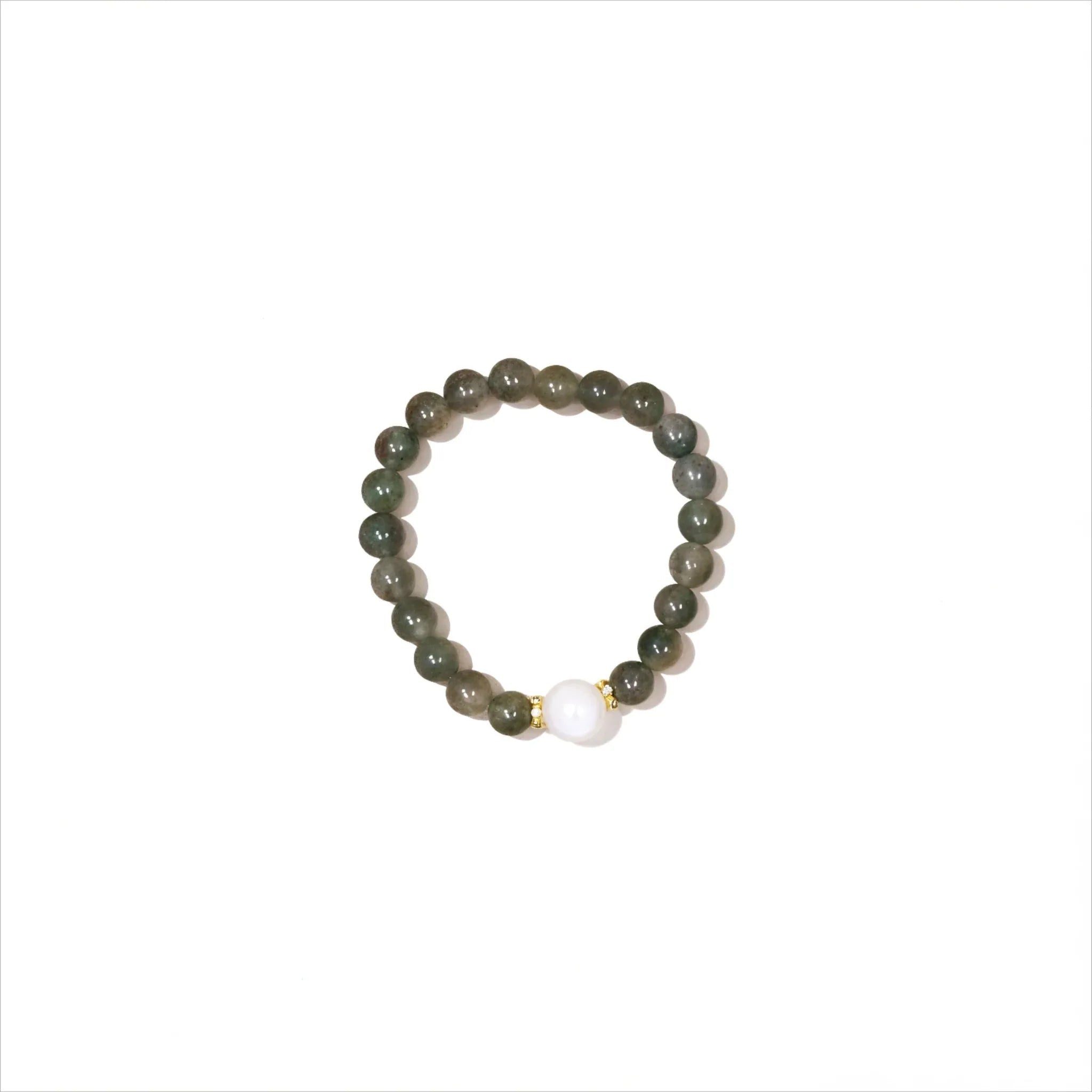 Heart of the Forest | Green Rutile Quartz & Moonstone Bracelet - Elementalé