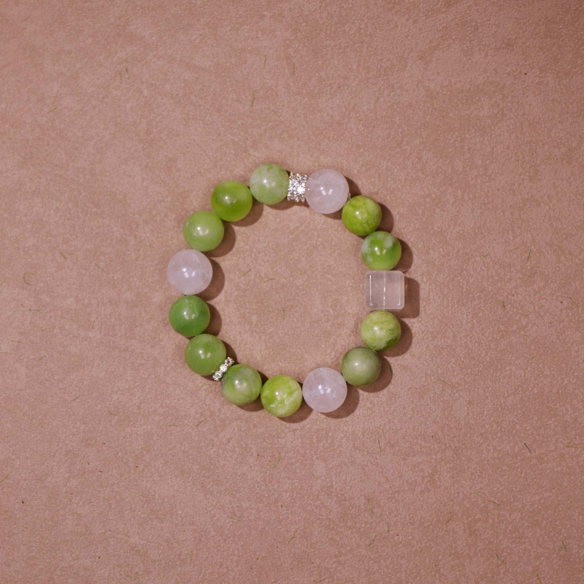 Inspired Growth | White Quartz & Prehnite Bracelet - Elementalé