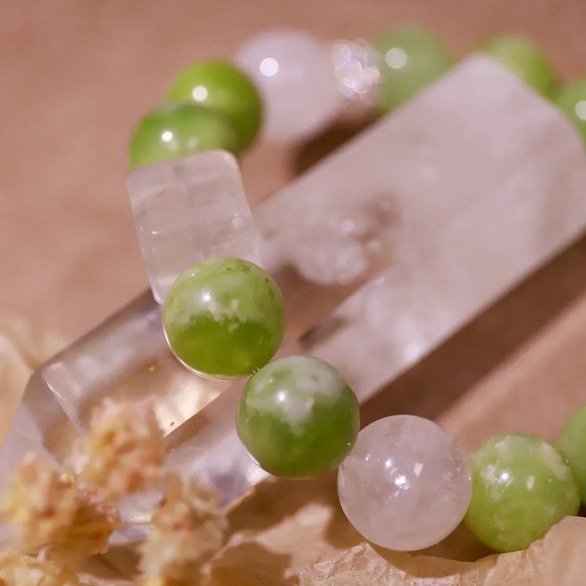 Inspired Growth | White Quartz & Prehnite Bracelet - Elementalé