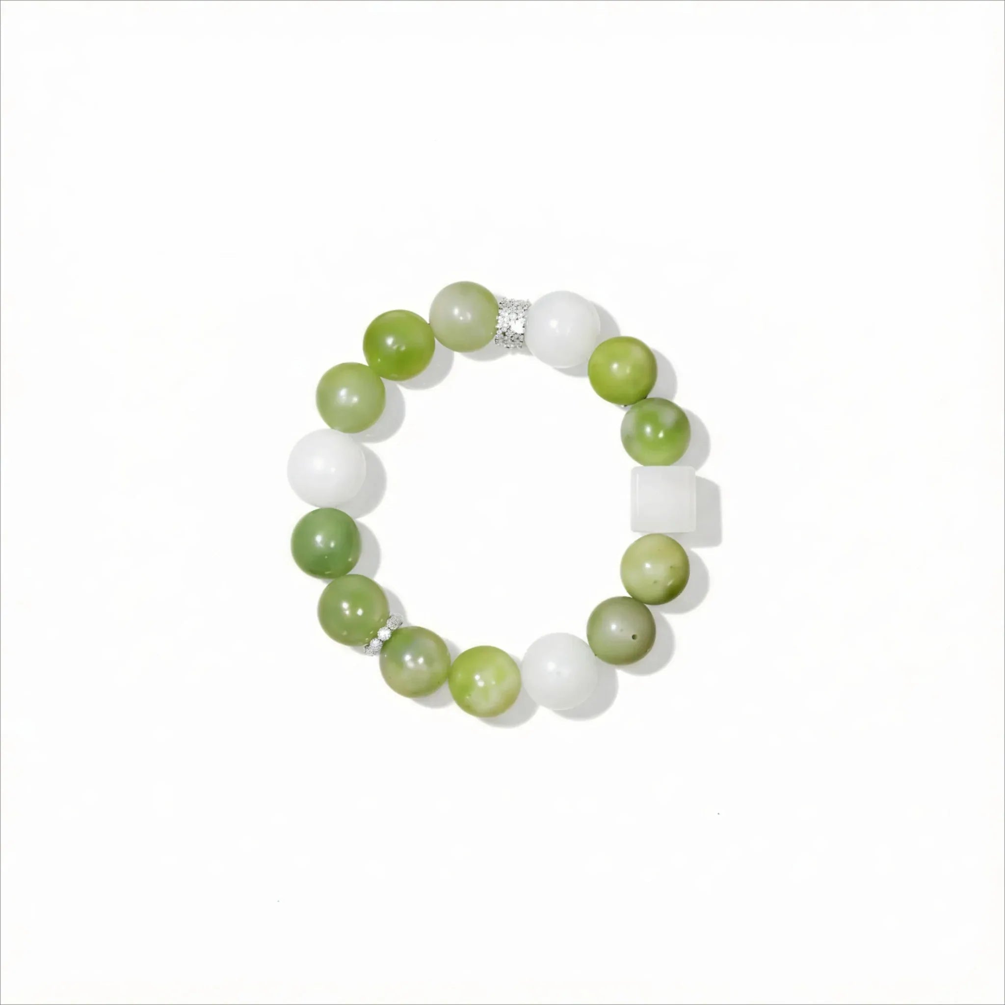 Inspired Growth | White Quartz & Prehnite Bracelet - Elementalé