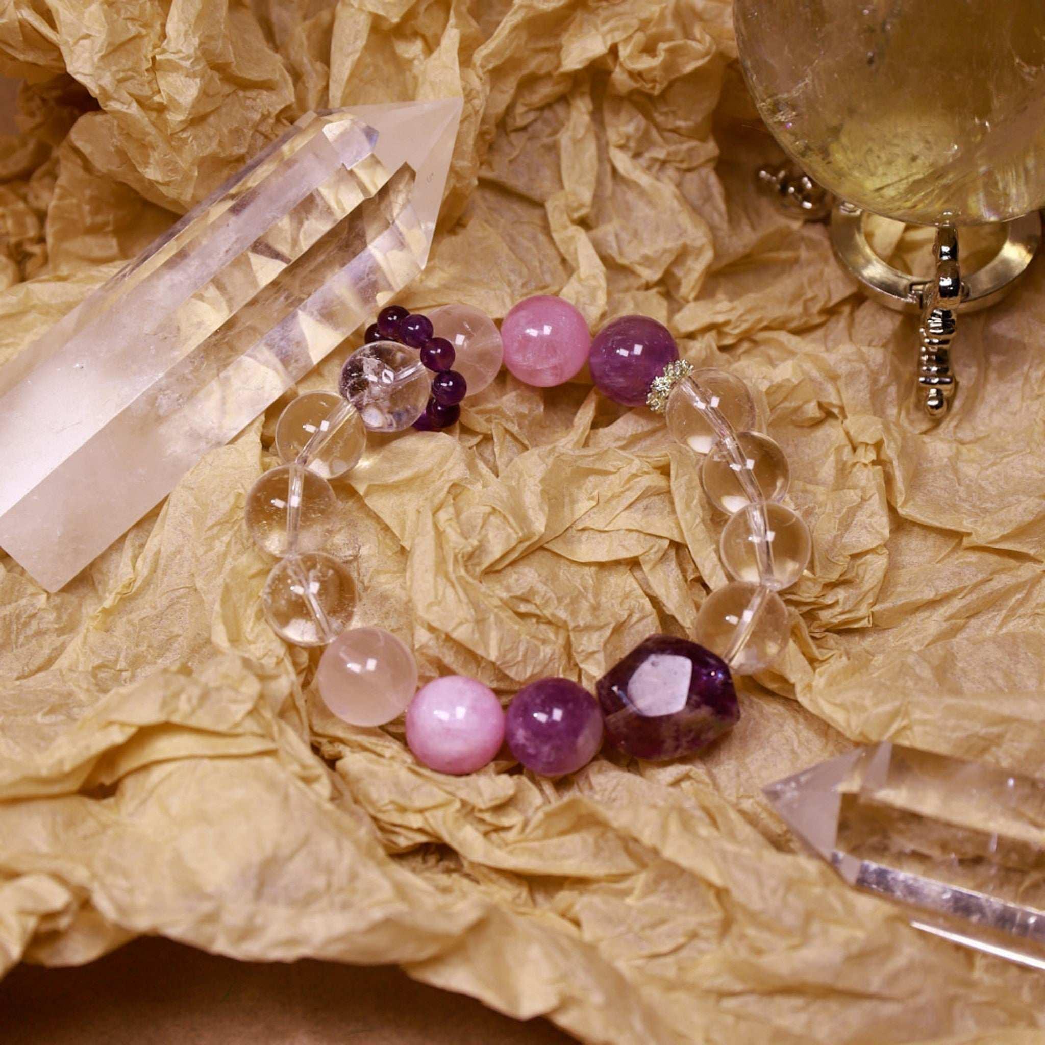 Intuitive Calm | Amethyst & Rose Quartz Clarity Bracelet - Elementalé
