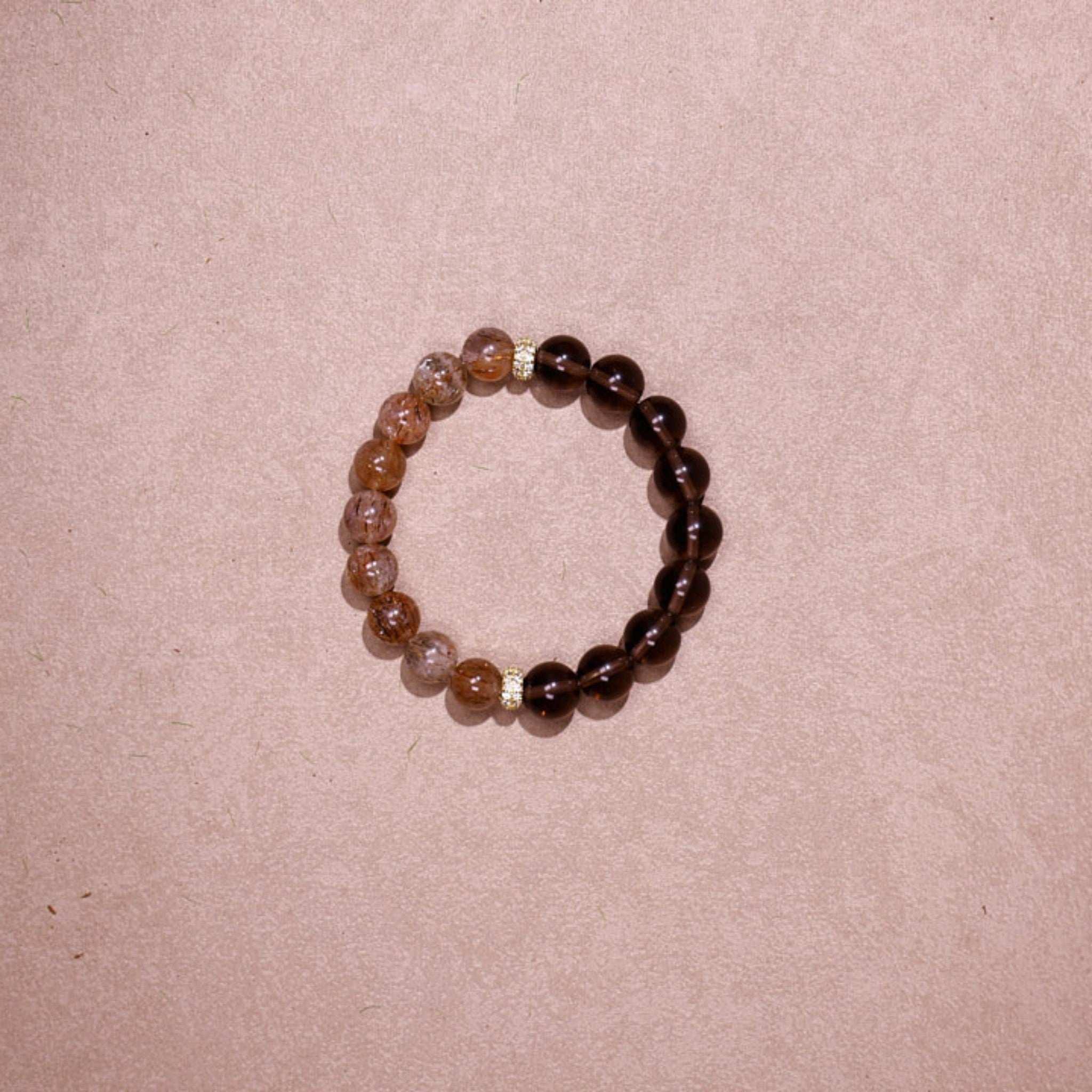 Joyful Radiance | Red Rutile & Smoky Quartz Bracelet - Elementalé