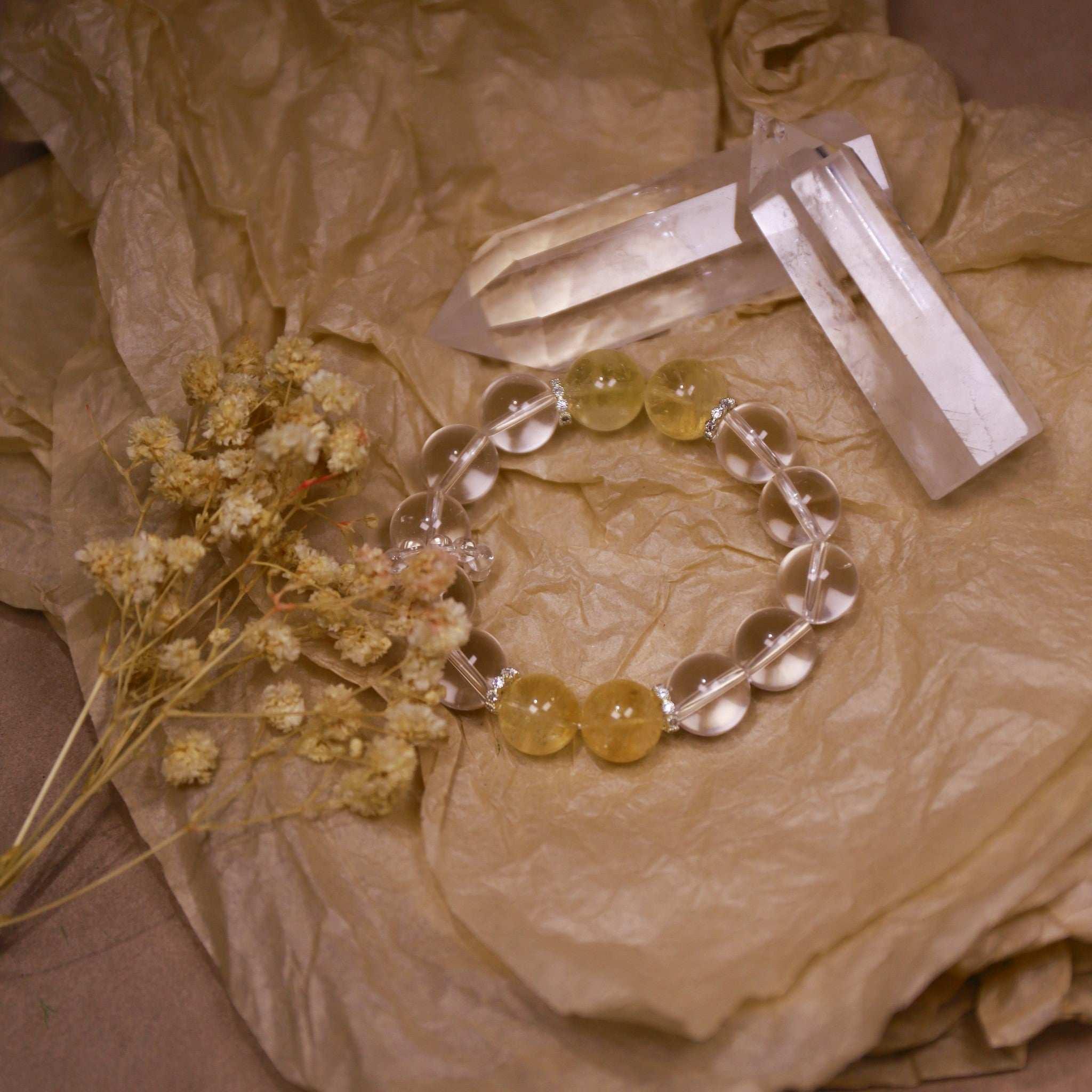 The Anchor of Stability | Yellow Citrine & Clear Quartz Bracelet - Elementalé
