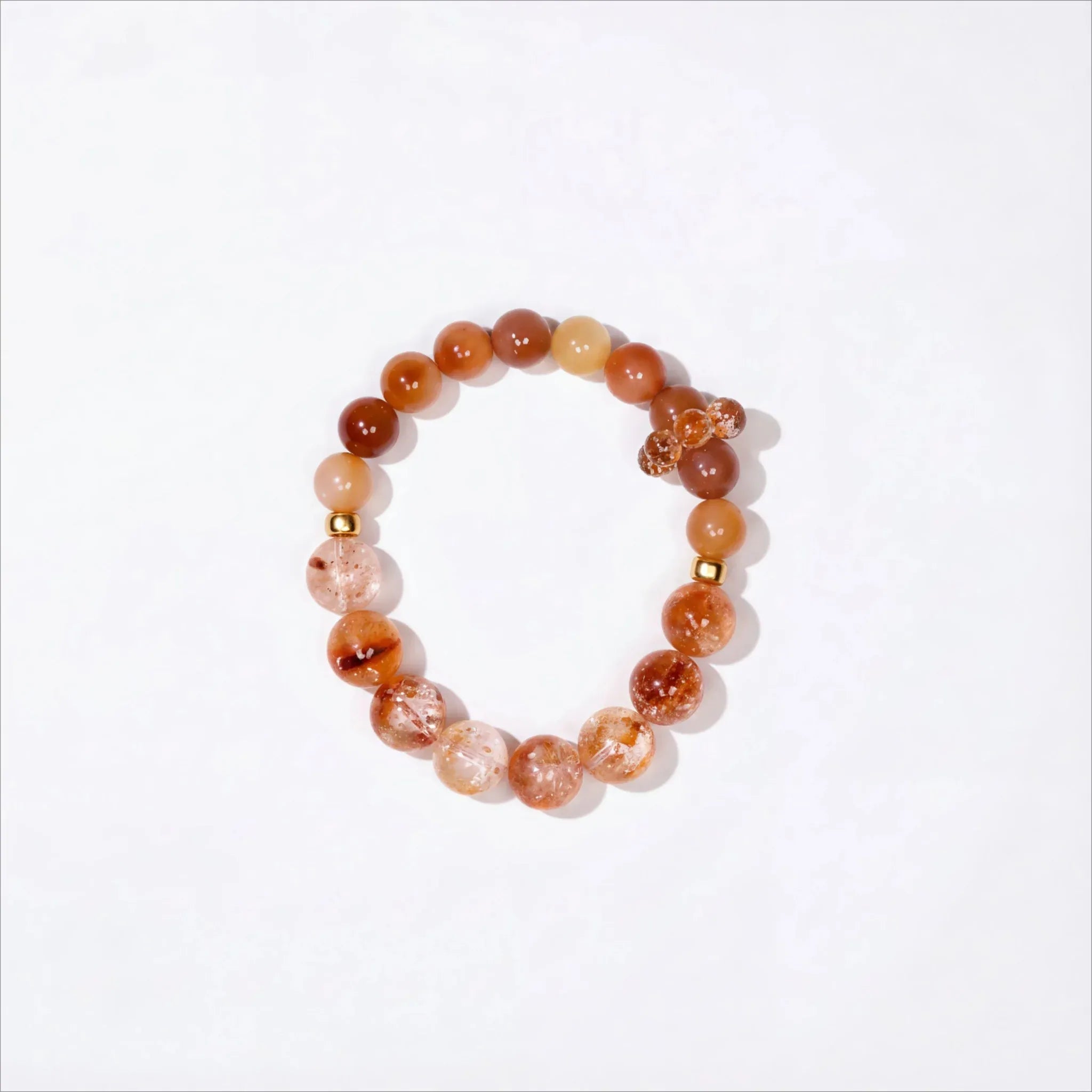 Vitality & Joy|Sunstone Glow Red Rutilated & Golden Dendritic Quartz Bracelet - Elementalé